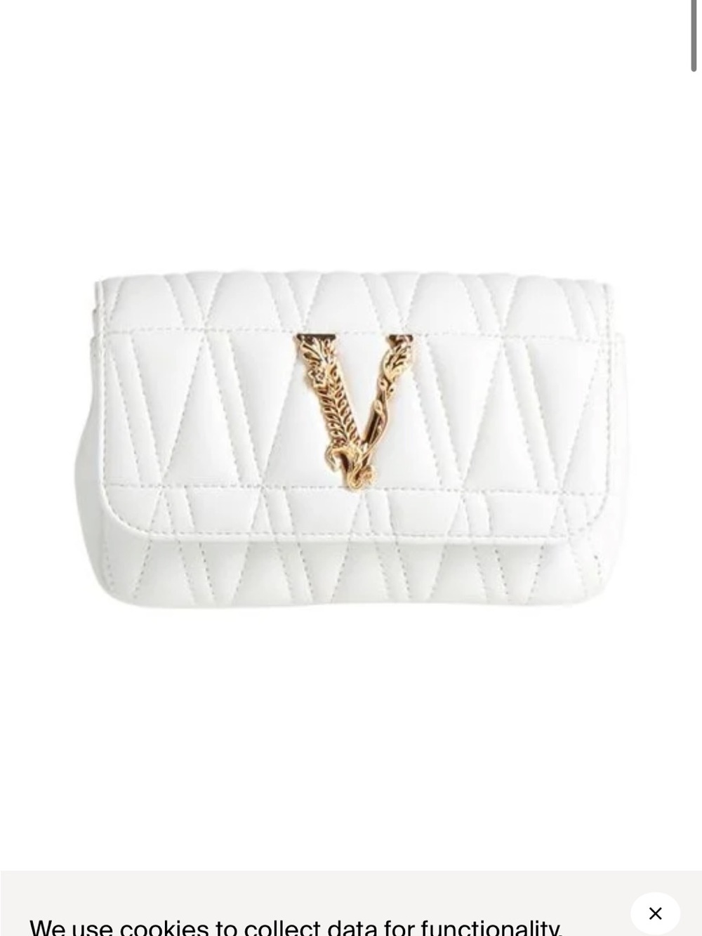 Versace Medusa White Quilted Mini Shoulder Bag with Gold Versace Accent